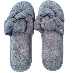 Barefoot Dreams Terry Cloth Slippers Blue Sz M (7/8) Beach Cozy Comfort Lounge